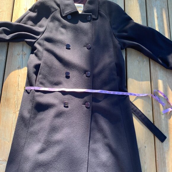 Vintage 90s London Fog Wool Overcoat Navy Double Breasted Belted Winter Coat - Picture 13 of 15